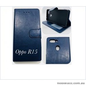 Wallet Case For oppo  R15 Navy blue