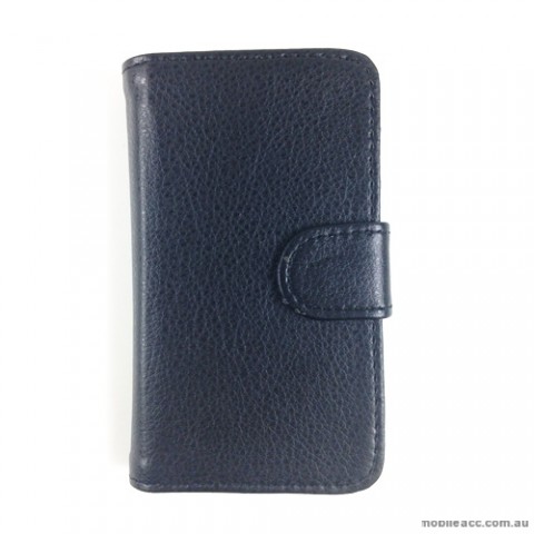 Synthetic Leather Wallet Case for Telstra Huawei Ascend Y201 - Black