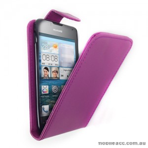 Synthetic Leather Flip Case for Telstra Huawei Ascend Y300 - Purple