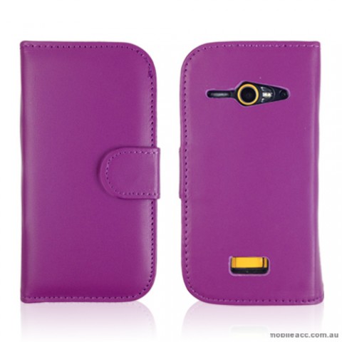 Synthetic Leather Wallet Case for Telstra Dave 4G T83 × 2- Purple