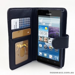 Synthetic Leather Wallet Case Cover for Huawei Ascend P2 - Black