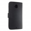 Synthetic Leather Wallet Case for Google Nexus 6 - Black