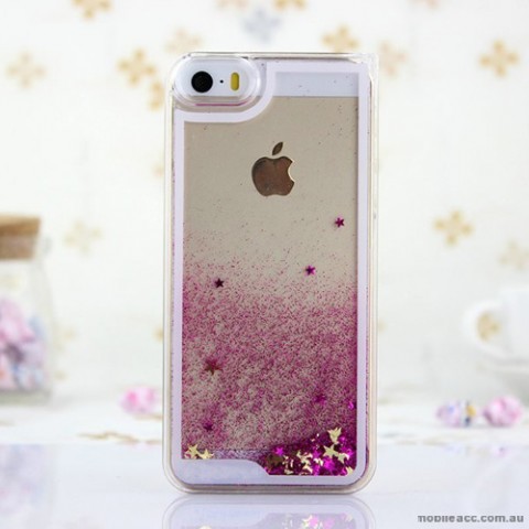 Romantic Glitter Quicksand Back Case for iPhone 4 / 4S - Hot Pink