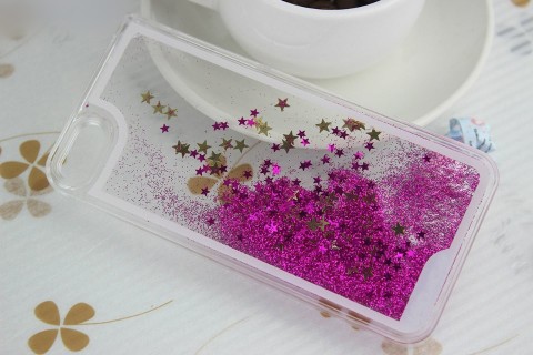 Romantic Glitter Quicksand Back Case for iPhone 4 / 4S - Hot Pink
