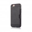 Rugged Shockproof Tough Back Case With Side Card Slot For iPhone 6/6s - Black