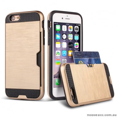 Rugged Shockproof Tough Back Case With Side Card Slot For iPhone 6/6s - Gold