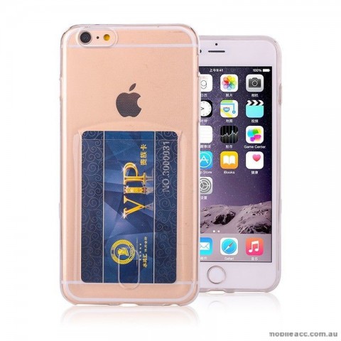 TPU Gel Jelly Back Case With Card Slot For iPhone 6 Plus - Clear