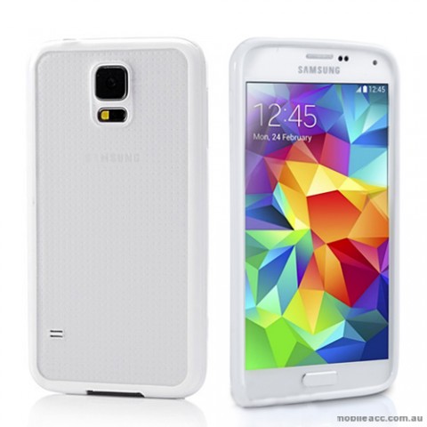 Transparent TPU   PC Case Cover for Samsung Galaxy S5 - White