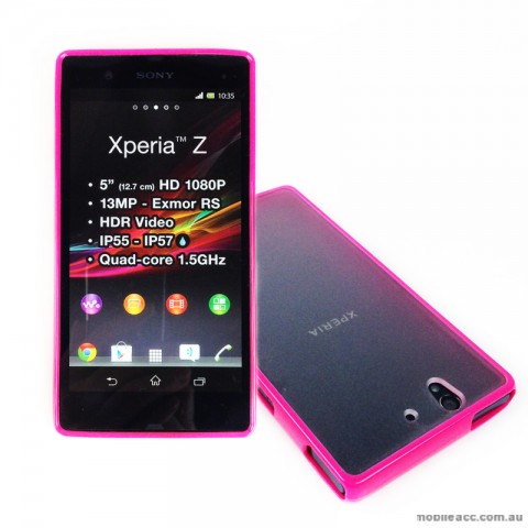 TPU Round and PC Back Case for Sony Xperia Z - Hot Pink