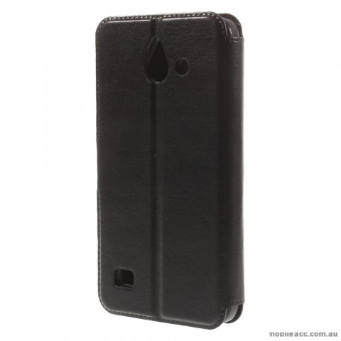 Stand Leather Wallet Case Cover for Huawei Ascend Y550 - Black