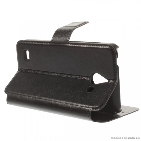 Stand Leather Wallet Case Cover for Huawei Ascend Y550 - Black
