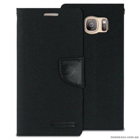 Korean Mercury Canvas Diary Wallet Case For Samsung Galaxy S7 - Black