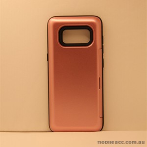 Slide Bumper Stand Case With Card Holder For Samsung Galaxy S8 - Rose Gold