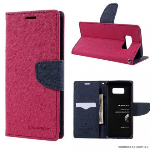 Korean Mercury Fancy Diary Wallet Case For Samsung Galaxy S8 - Hot Pink