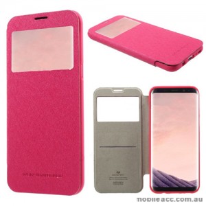 Korean Mercury WOW Window View Flip Cover For Samsung Galaxy S8 - Hot Pink