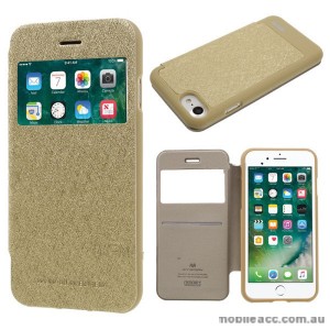 Korean Mercury WOW Window View Flip Cover For iPhone 7/8 4.7 Inch - Gold