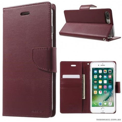 Korean Mercury Bravo Diary Wallet Case Cover For iPhone 7+/8+  5.5 inch - Ruby Wine