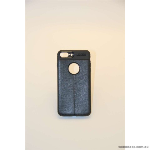TPU PU Leather Back Case For iPhone 8 Plus - Black