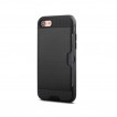 Rugged Shockproof Tough Back Case With Side Card Slot For iPhone 7- Black