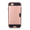 Rugged Shockproof Tough Back Case With Side Card Slot For iPhone 7- Rose Gold