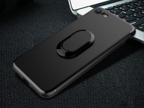 TPU Magnetic Holder With iRing Matte Finish For iPhone 7+/8+  5.5 inch - Black