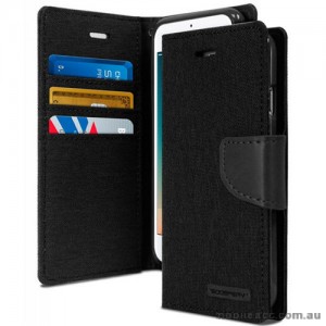 Korean Mercury Canvas Diary Diary Wallet Case Cover For iPhone X - Black