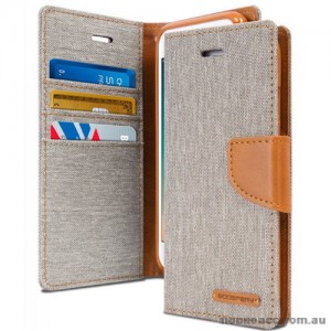 Korean Mercury Canvas Diary Diary Wallet Case Cover For iPhone X - Grey