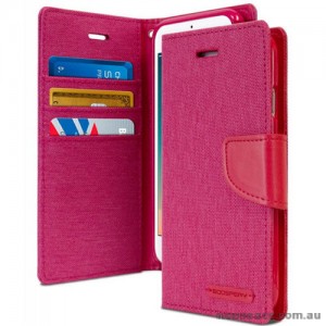 Korean Mercury Canvas Diary Diary Wallet Case Cover For iPhone X - Hot Pink