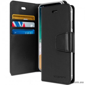 Mercury Goospery Sonata Diary Stand Wallet Case For iPhone X - Black