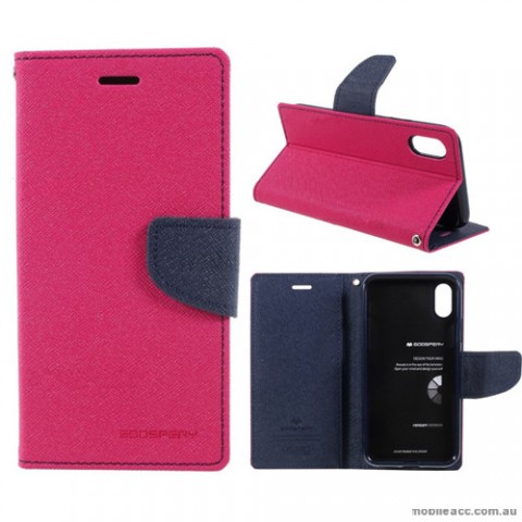 Korean Mercury Fancy Diary Wallet Case For iPhone X - Hot Pink