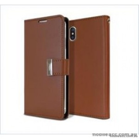 Korean Mercury Rich Diary  Wallet Case For Iphone XR 6.1"  Brown