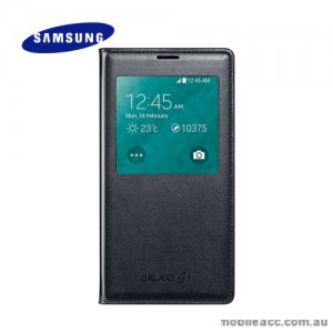 Official Samsung Galaxy S5 S-View Premium Flip Cover - Black X2