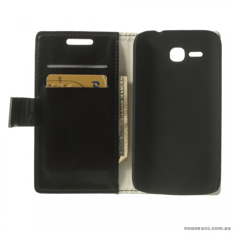 Magnetic Wallet Case Cover for Huawei Ascend Y600 - Black